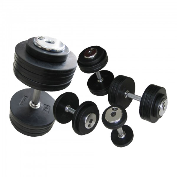 Ivanko Professional Rubber Dumbbells with Chrome Plates, 2.5 to 25 Kg Pair