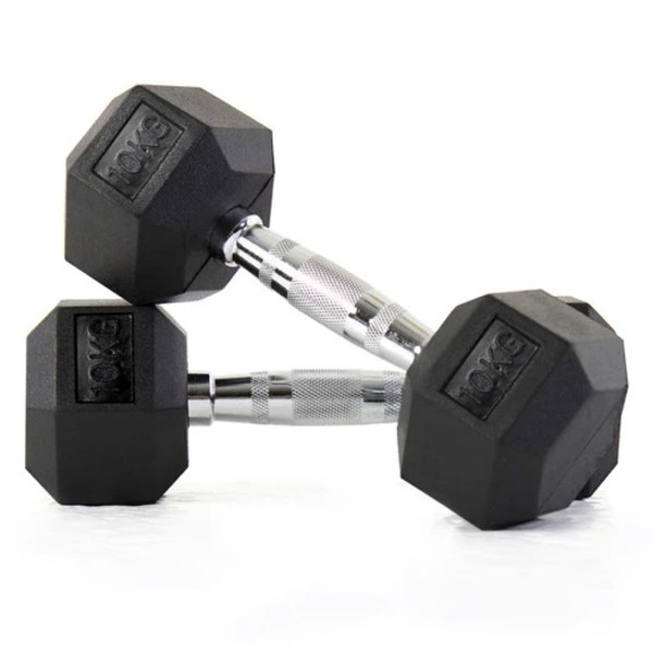 Rubber Hex Dumbbell Pair, 10 Kg