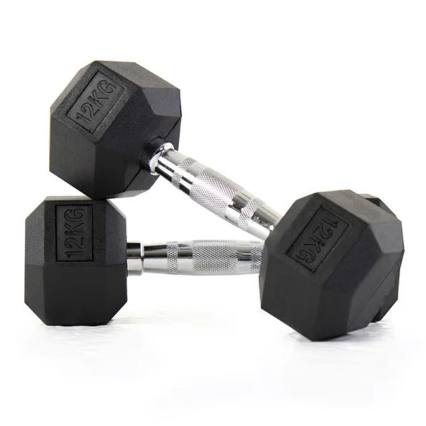 Rubber Hex Dumbbell Pair, 12.5 Kg