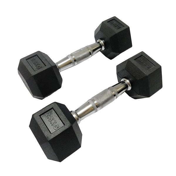 Rubber Hex Dumbbell Pair, 2.5 Kg