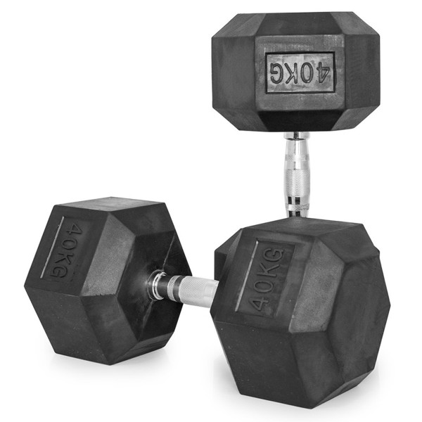 Rubber Hex Dumbbell Pair, 40 Kg