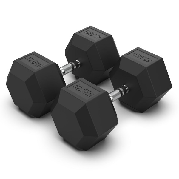 Rubber Hex Dumbbell Pair, 42.5 Kg