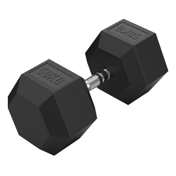 Rubber Hex Dumbbell Pair, 50 Kg