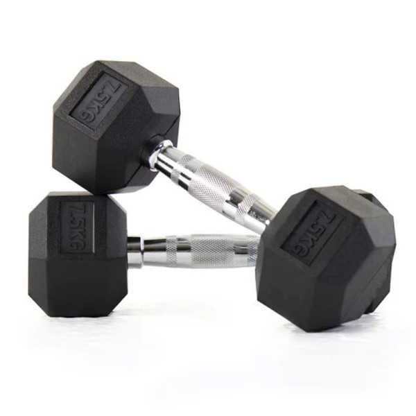 Rubber Hex Dumbbell Pair, 7.5 Kg